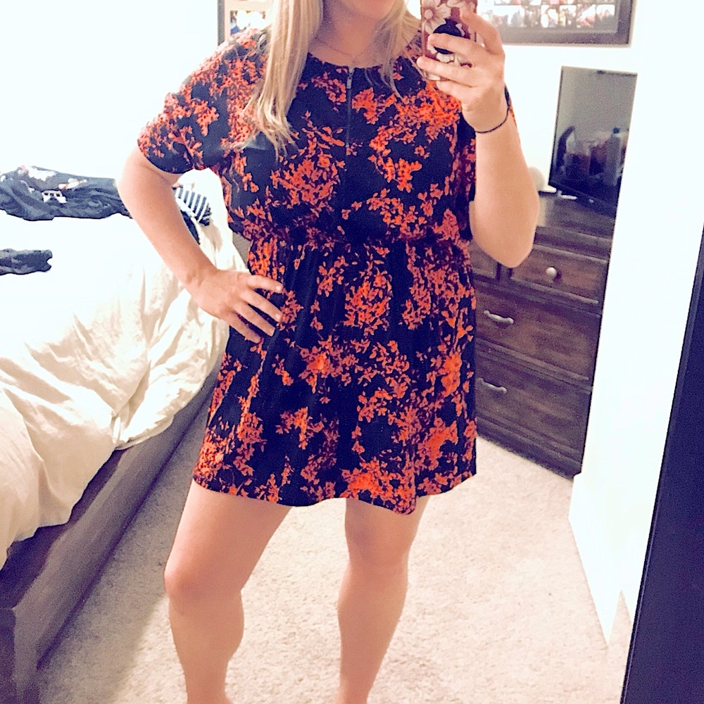 mac & jac Black and Red Floral Midi Dress